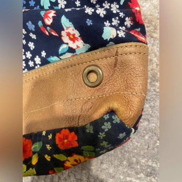 Myra Cowhide Floral Hair On Hide Leather Crossbody Messenger Bag Purse Canvas - Picture 7 of 11